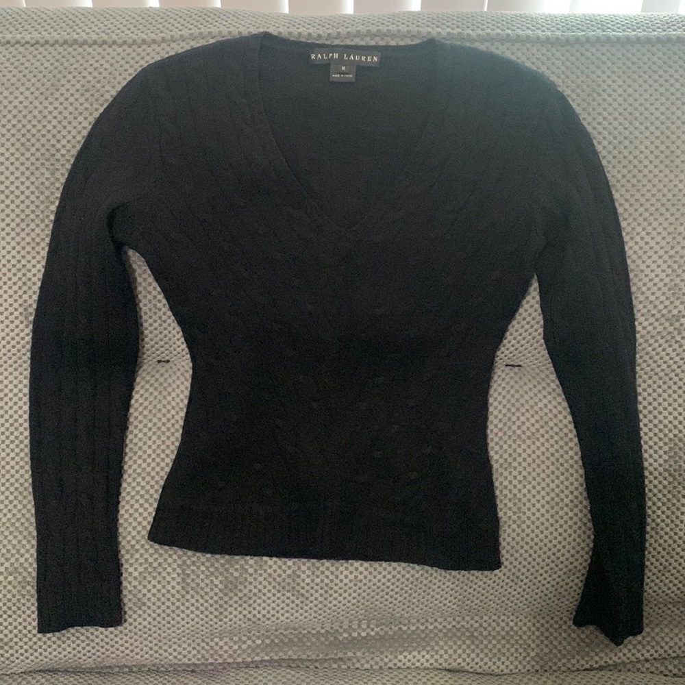 Ralph Lauren black 100% cashmere sweater M
